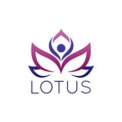 lotus flower logo with a person icon on top