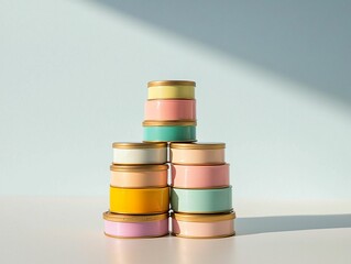 Pastel Metal Tins Stack
