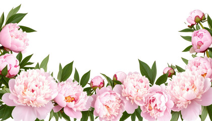 Obraz premium Beautiful Pink Peonies with Green Leaves for Floral Decoration