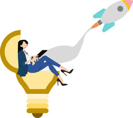 新規事業を始めるビジネスウーマンのイラスト
