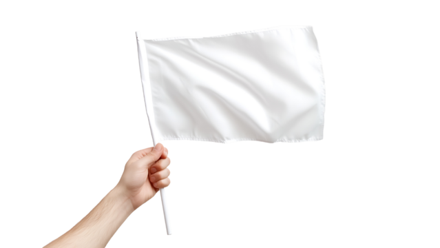 Hands holding a surrender flag, isolated on transparent background. - Powered by Adobe