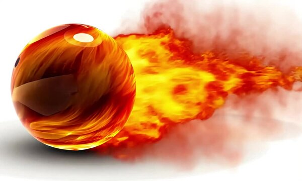 Flaming bowling ball in motion.