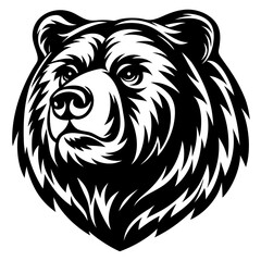 Bear Head Vector Illustration - Wild Animal Design, Forest Creature Icon,High-quality vector of a bear head, perfect for wildlife, forest animal projects