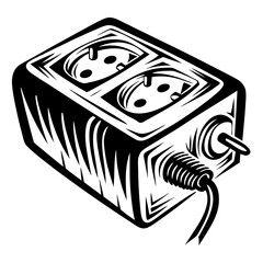 Electrical Power Socket Vector Illustration - Double Outlet Plug, Home Device Icon