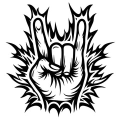 Rock On Hand Gesture Vector - Metal Sign, Empowerment Icon