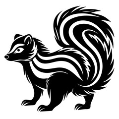 Skunk Vector Illustration - Wildlife Animal Design, Forest Creature Icon. High-quality vector of a skunk, perfect for wildlife, forest animals, and nature-themed illustrations