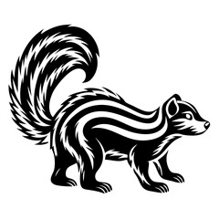 Skunk Vector Illustration - Wildlife Animal Design, Forest Creature Icon. High-quality vector of a skunk, perfect for wildlife, forest animals, and nature-themed illustrations