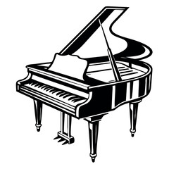 Grand Piano Vector Illustration - Music Instrument Icon, Classical Music Design