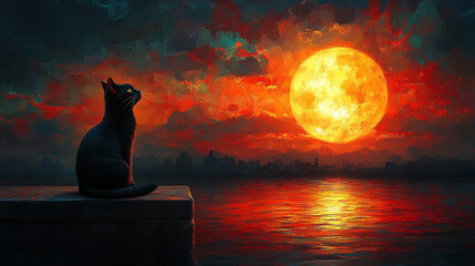 cat on the roof of the house