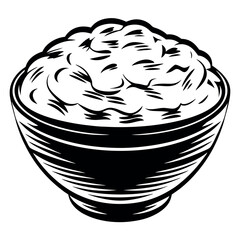 Bowl of Food Vector Illustration - Healthy Meal Design, Organic Ingredients Icon