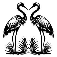 Two Herons Vector Illustration - Elegant Birds, Nature Design