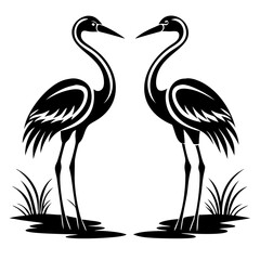 Two Herons Vector Illustration - Elegant Birds, Nature Design