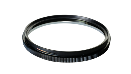 Close up of a Black Camera Lens Filter Professional Photography Equipment High Quality Optics Circular Filter Macro Photography