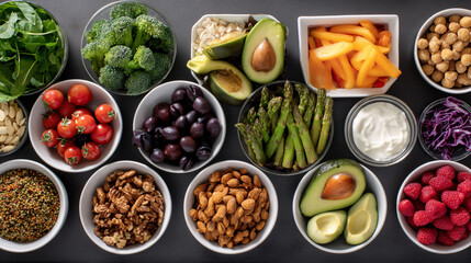 Top Down Shot of a Variety of Healthy Foods