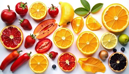 Variety of dried fruits & vegetables on white , dried vegetable, vegetarian, diet