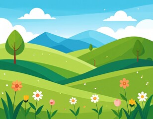 Pastel Spring Landscape Illustration