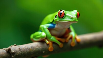Green tree frog perched on white, vibrant color, nature photography, amphibian