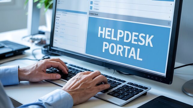 Hands Typing On Keyboard At Helpdesk Portal Computer It Support Service Customer Service Online Assistance Technical Support Desk Employee Working On Computer System Business Communication