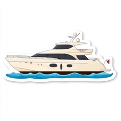 Elegant motor yacht sailing on tranquil waters, showcasing luxury and leisure in a serene marine environment, perfect for travel and adventure themes