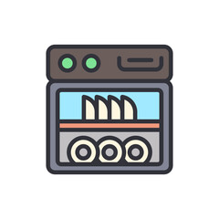 Dishwasher colored icons, minimalist vector illustration ,simple transparent graphic element .Isolated on white background