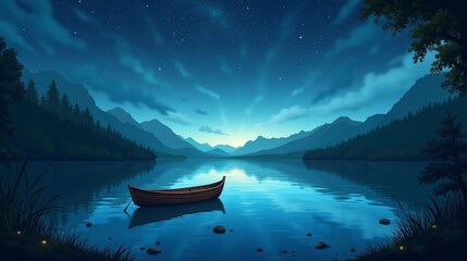 Obraz premium Tranquil Dreams: The Lake's Twilight Reverie