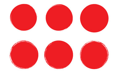 Set of red grunge circles. Stamp with jagged edges. Red stamp vector. For grunge badge, seal, ink and stamp design. isolated on white background.
