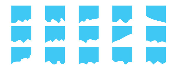 Set of dividers shape templates. Divider shapes top and bottom for web page. Curve lines, wave collection of abstract design. Vector Illustration	