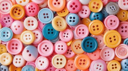 Obraz premium A vibrant and playful collection of colorful buttons, a delightful crafting resource