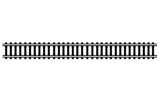 Railroad silhouette. This image shows a railroad track in silhouette form, also known as rail track or railway track. Vector clipart illustration design.