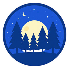 Moonlit Forest Landscape with Stars and Peaceful Night Sky