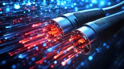 High-speed fiber optic cables transmitting data