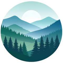 Fototapeta premium Serene Mountain Landscape with Soft Hues and Rising Sun