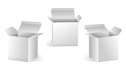Set of Super Realistic White Box Mockup illustration Design isolated 