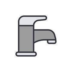 Faucet colored icons, minimalist vector illustration ,simple transparent graphic element .Isolated on white background