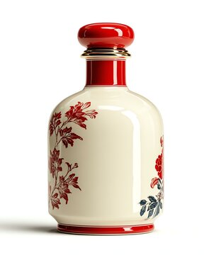 background spirits liqour isolated in white Decorative vintage bottle with intricate floral patterns, perfect for showcasing in home decor or for artistic photography.