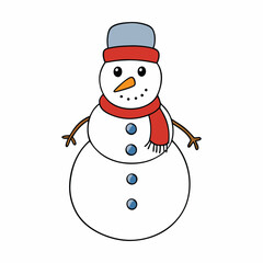 A cheerful snowman with a carrot nose, coal eyes, and a cozy scarf, standing tall in the snow, embodying the winter spirit and joy of the holiday season.
