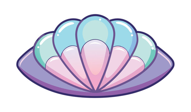 Pastel mermaid shell scallop design element