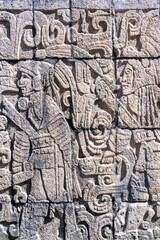 Tzompantli or Skull Platform in the ball court at Chichen Itza Mexico