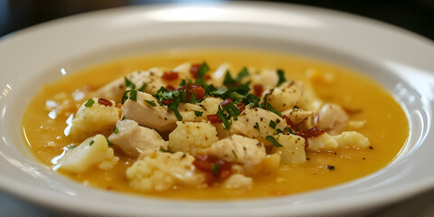 Chicken soup with cauliflower