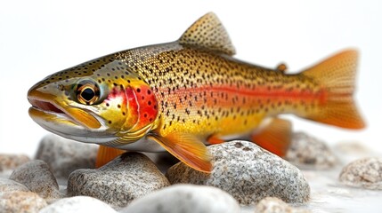 Naklejka premium Stunning Rainbow Trout Close-Up: Vibrant Colors and Detailed Texture