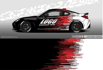 Illustration vector grahic of Car wrap decal with abstract design.  colour. Livery car editable. Mockup template sticker vinyl for racing, rally, drift or daily use