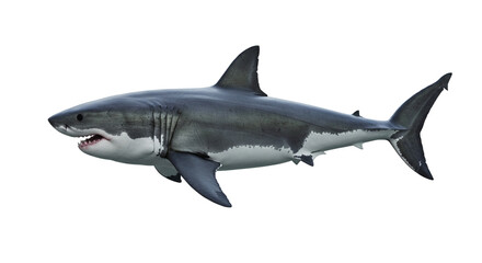 Fototapeta premium Large White Shark Isolated Predatory Marine Life Underwater Animal