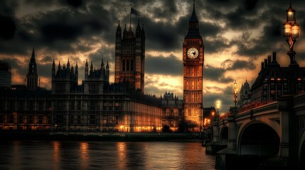 Fototapeta premium Big Ben and the Houses of Parliament on a cloudy day