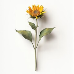 Fototapeta premium Beautiful sunflower with vibrant petals and leaves