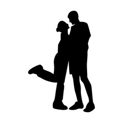 Romantic Couple Silhouette Isolated on White Background.