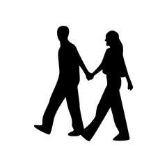 Romantic Couple Silhouette Isolated on White Background.