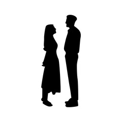 Romantic Couple Silhouette Isolated on White Background.