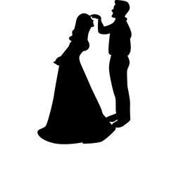 Romantic Couple Silhouette Isolated on White Background.