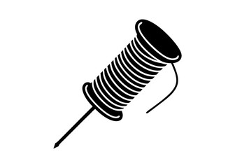 Spool of Thread with Sewing Needle Icon for Tailoring and Craft Projects Vector Illustration