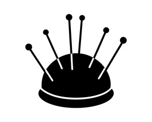 Pincushion with Multiple Sewing Pins Icon for Tailoring and Craft Use Vector Illustration